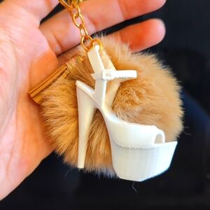 White Sandal Keychain Pole Dance Mini Pleaser Hella Heel Shoe Gift